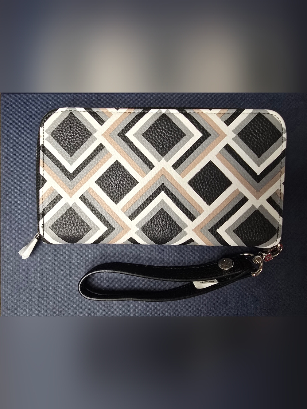 New Jewel byThirty-One Geometric Zip-Around Wristlet Wallet - Black, White & Tan
